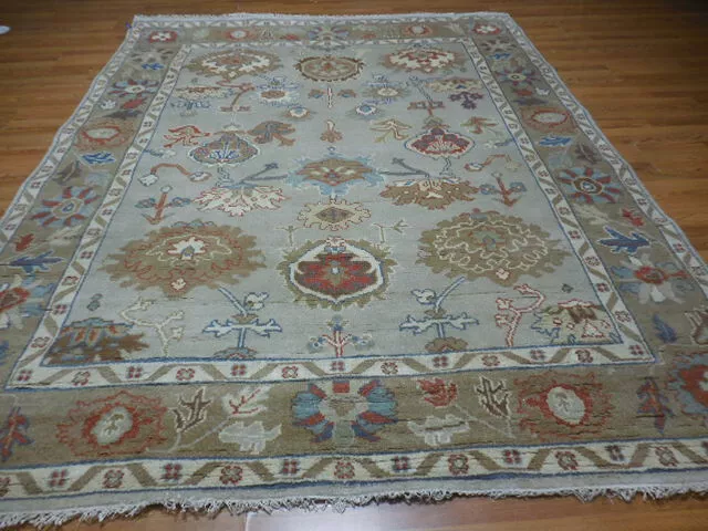 Colorful Turkish oushak hand knotted wool Transitional  Design 8x10.1 Rug