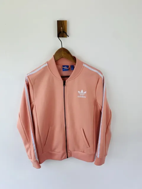 Adidas Originals giacca track rosa grande trifoglio cerniera Uk10