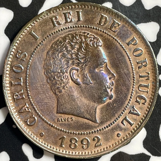 1892 Portugal 20 Reis Lot#M8871 Beautiful Detail, Old Cleaning