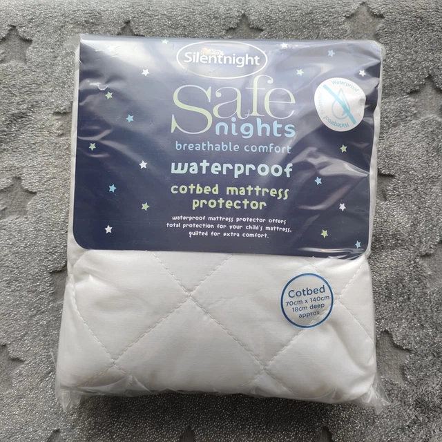 Protector de colchón impermeable para cuna silenciosa mezcla de algodón blanco acolchado