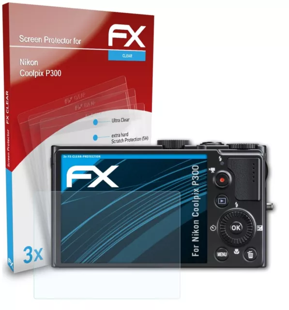 atFoliX 3x Pellicola Protettiva per Nikon Coolpix P300 chiaro