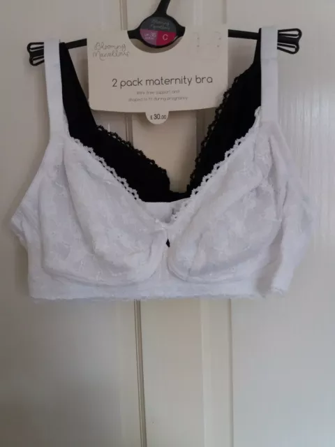 BLOOMING MARVELOUS 2 Pack Maternity Bras-Size 34D-1 White-1 Black  Spotted-New £9.03 - PicClick UK
