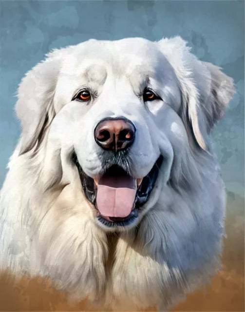 Great Pyrenees Print Dog Poster Illustration 8x10 11X14 Watercolor Style