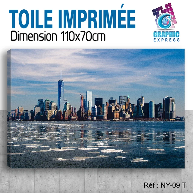 Tableau Toile New York 80x50 Cm - Décoration Murale Moderne - Skyline Et Monuments