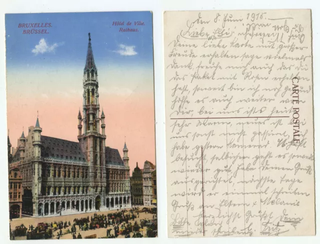 09893 - Bruxelles - Hotel de Ville - Brüssel - Rathaus, AK, datiert 8.6.1915