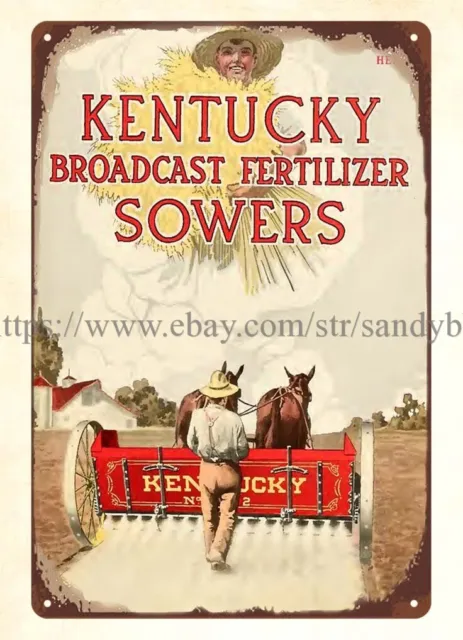 home garage decor 1910s IHC Kentucky broadcast fertilizer sowers metal tin sign