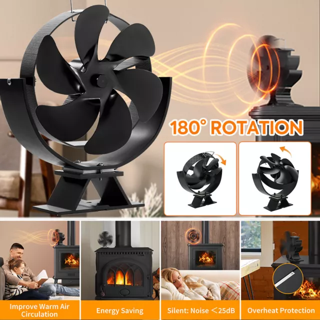 6 Blade Cocoon Fan For Wood / Log Burner / Fireplace Quiet Environment Heat Fire 3
