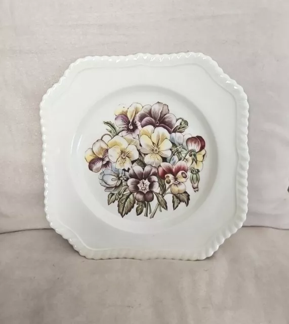 1 Johnson Brothers Old Flower Prints Pansy Square Salad Plate Vintage