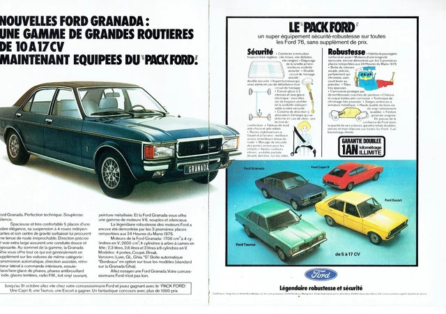 1975 Advertising 1022 Pack Ford Granada Safety Sturdiness