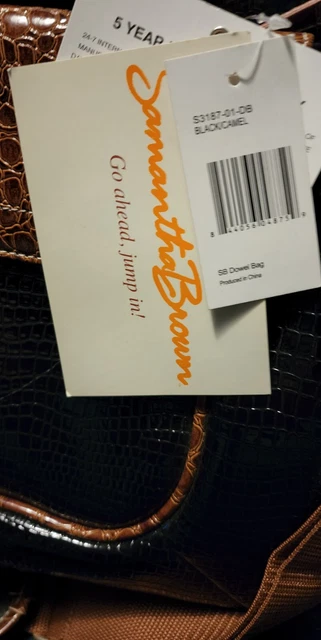 Samantha Brown Dowel Carry On Bag Black Croc Camel New With Tags 3