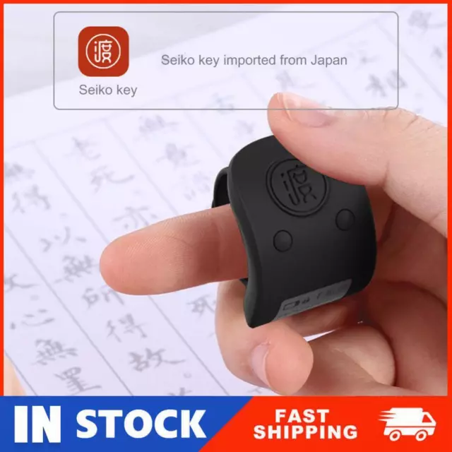 Portable Electronic Counter Ring USB Rechargeable 9-Digit Clicker (Black) RAU