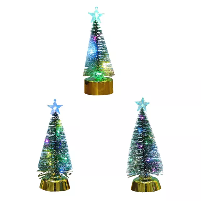 Colorful Glowing Christmas Cedar Pine Tree Decorations Table New Year Ornaments