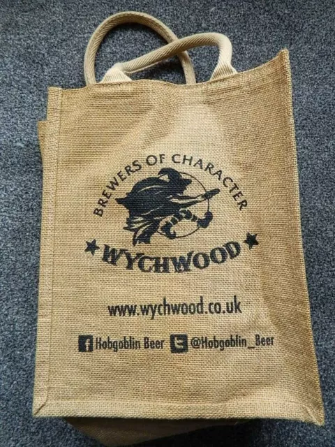 Wychwood Brewery Hessian 6 x Bottle Bag HOBGOBLIN Jute Gift Bag Beer Bottle Ale