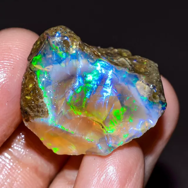Ethiopian opal rough Welo Feu Noir Brut Opale Cristal Pierre Précieuse 28 CT