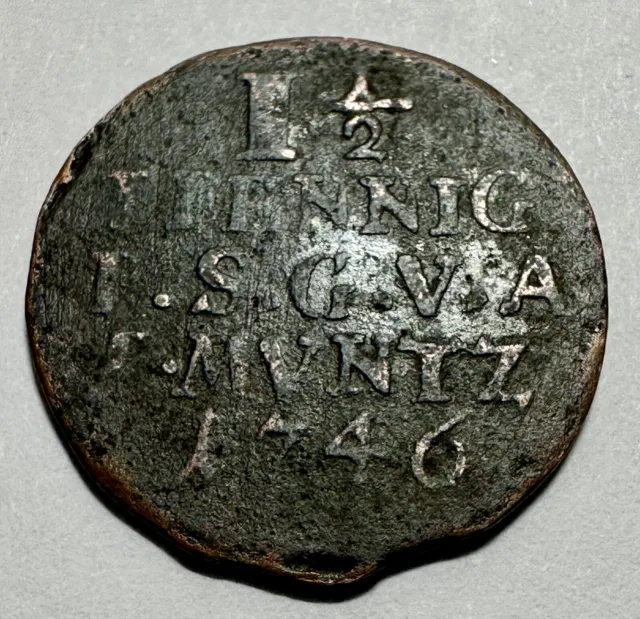 1746 German States Duchy Of Saxe-Gotha-Altenburg 1-1/2 Pfennig - Frederick III