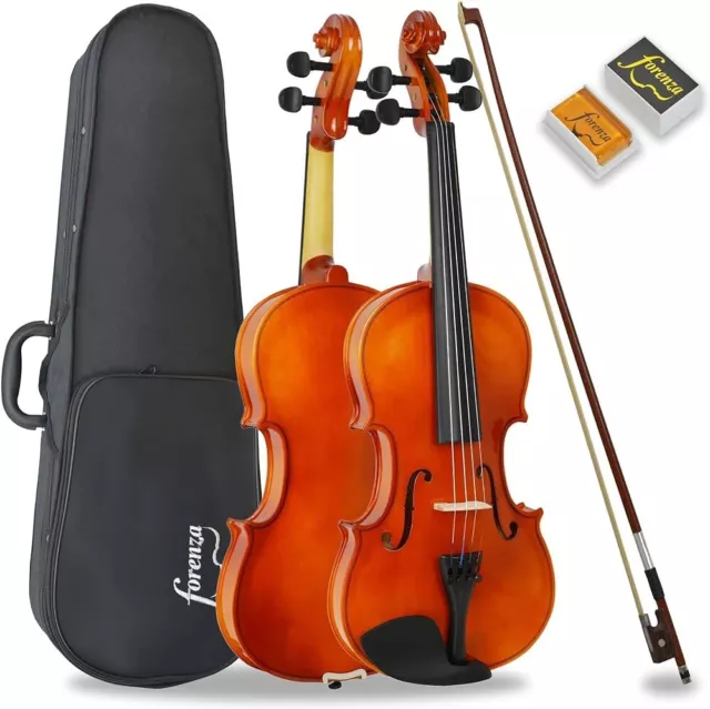 Uno Violin Outfit 1/2 Size - Bow, Case, Rosin, Fine-Tuning Tailpeice - Forenza