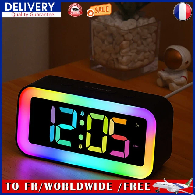 LED Digital Bedside Alarm Clocks Sound Control Electronic Clock for Home Bedroom
