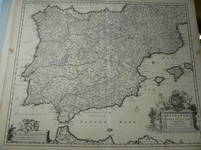 Hispaniae,Portugalliae,map, Visscher, anno 1690 Copperengraving,