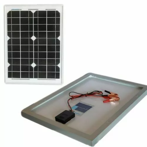 Pannello Solare Modulo Fotovoltaico 20W 12V Celle Silicio Pinze Batteria Camper