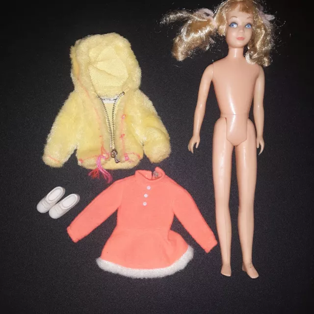 Vtg 1967 Mattel Skipper TNT Barbie Doll Taiwan Blonde Sausage Curls Outfit