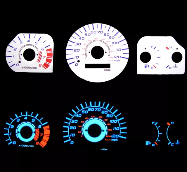 99 00 01 Mitsubishi Galant Blue Indiglo Glow White Gauge