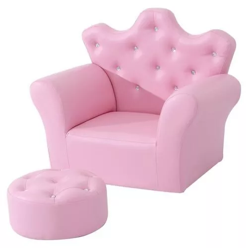 2 piece Childrens Sofa and Footstool Child Size Armchair for age 3 -5 - PINK