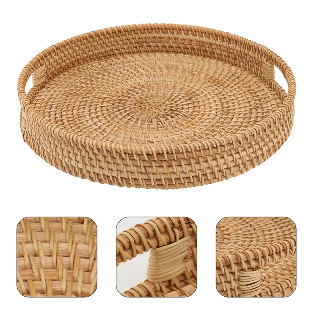 Healeved Panier tressé rond en osier poubelle panier à linge pots de
