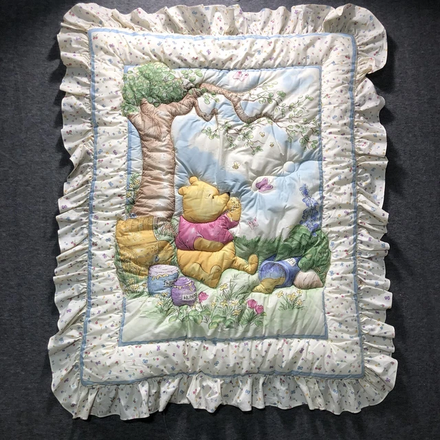 "Manta edredón clásico vintage Winnie the Pooh bebé edredón volantes 45x36"