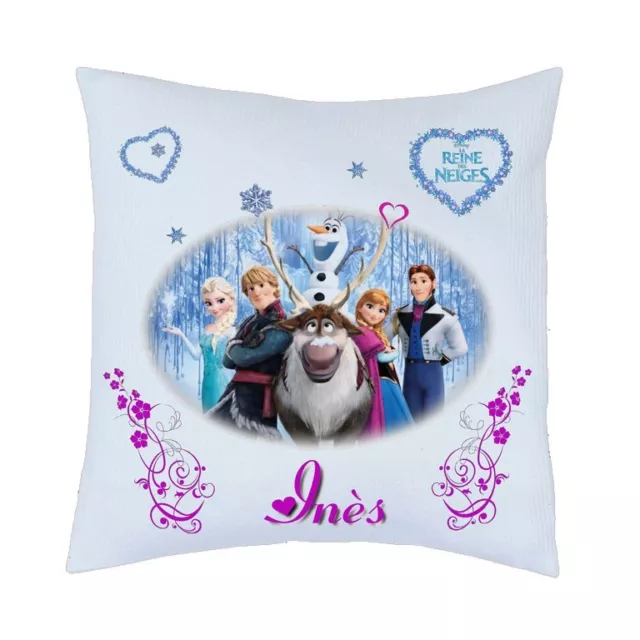 coussin LA REINE DES NEIGES  personnalise prenom au choix réf 06