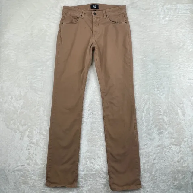 Paige Jeans Normandie Mens 31x33 Brown Straight Leg Pants Cotton Stretch *