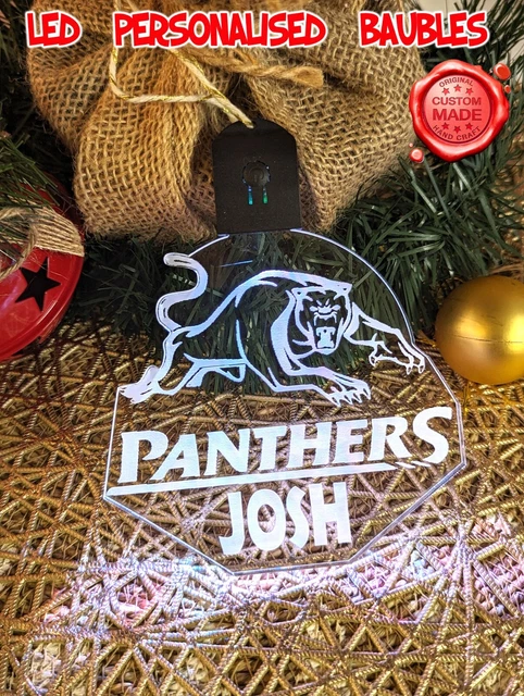 Penrith Panthers  Personalised Name Christmas Bauble LED Light Up Decoration