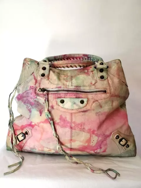 Balenciaga dyed graffiti giant velo city bag pink purple blue white green orange