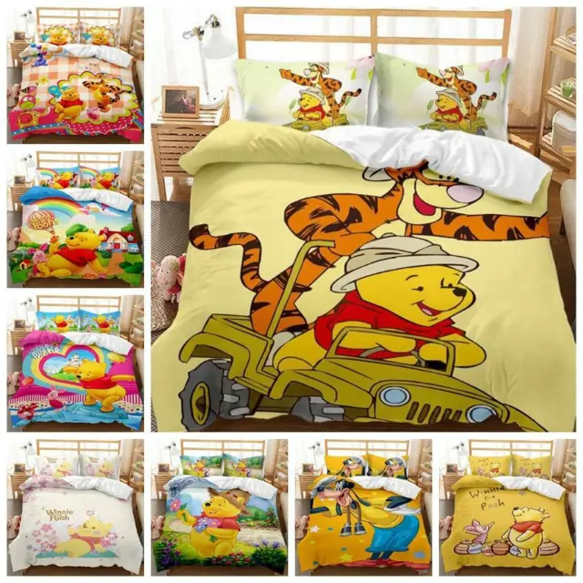 Winnie Pooh Bed Set Doona Quilt Duvet Cover Pillowcase Single Double Queen Size
