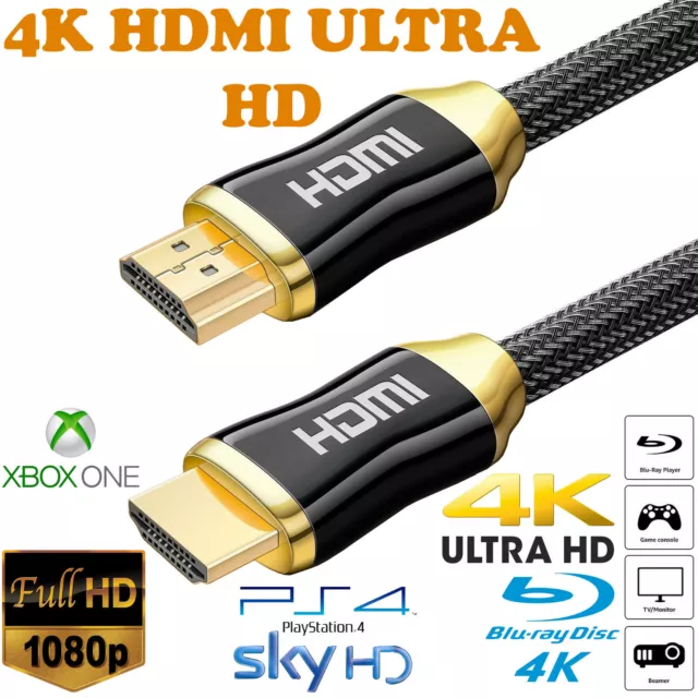 Premium 4K Hdmi Cable 2.0 High Speed Gold Plated Braided Lead 2160P 3D Hdtv Uhd