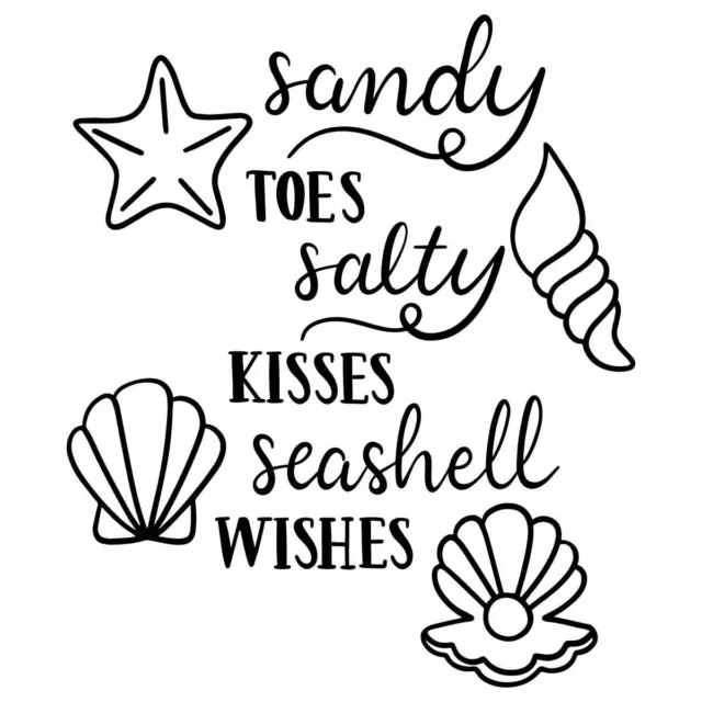 Sandy Toes Salty Kisses Seashell Wishes Beach Vinyl Wall Graphic Decal Sticker