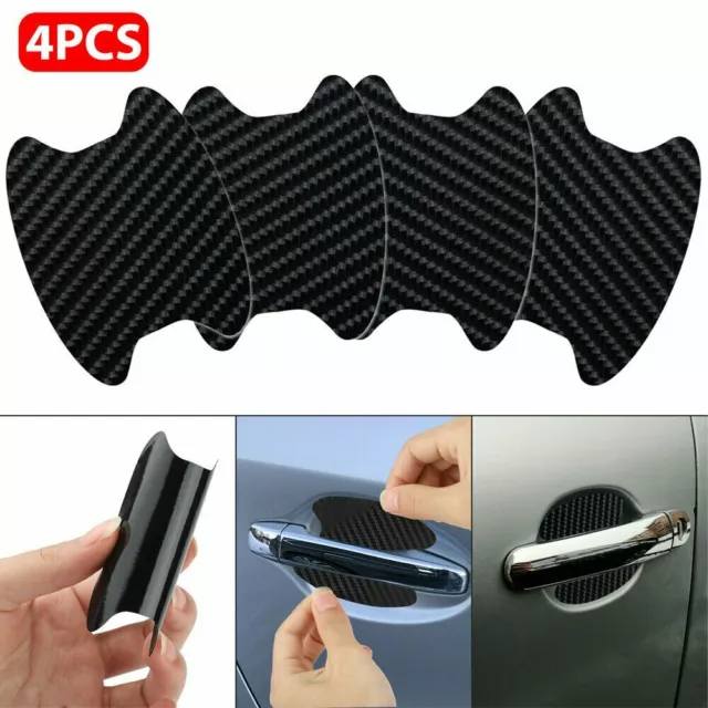 4x Carbon Fiber Car Door Handle Anti-Scratch Protector Film Stickers Accessories