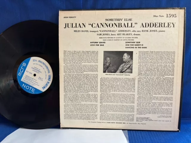 Cannonball Adderley Blp 1595 Dg Rvg Ear Somethin Else Blue Note 1963 Usa Lp Exc+ 3