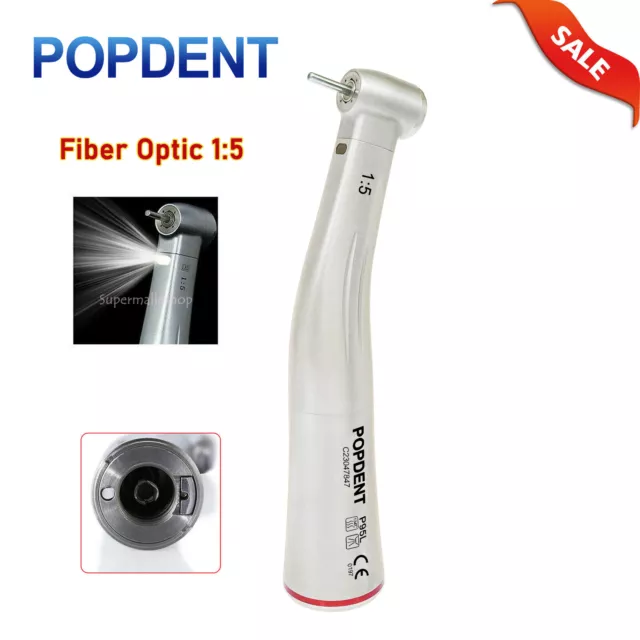 POPDENT Dental Contra Angle 1:5 Increasing LED Fiber Low Speed Handpiece F/ NSK