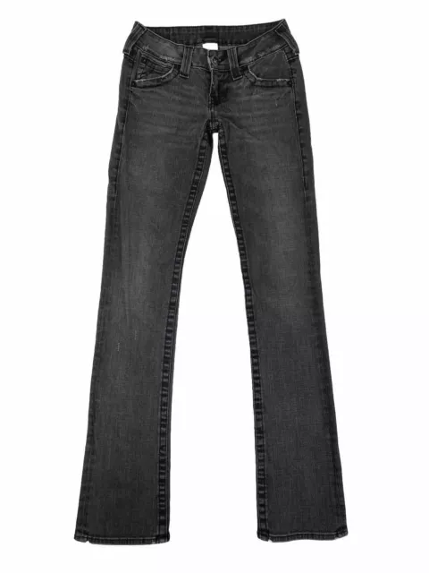 True Religion Women's Black Low Rise Jeans Flap Pockets Medium Wash Size 26