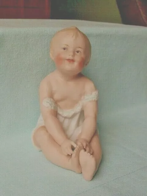 Altes Heubach Pianobaby sitzend um 1900 antik Puppe Figur Porzellan Baby