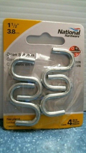 National Hardware1-1/2 in.  Open S-Hook 4 pk  (N121-616)  FS