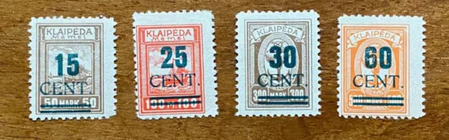 Lithuania MEMEL 1923 Ship Lighthouse Surcharged in green set of 4