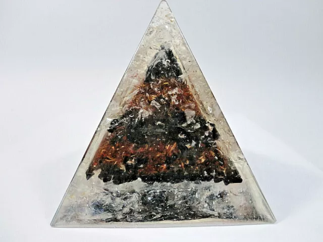 Organite Pyramid Black Tourmaline Quartz Wood Positive Orgone Energy Aus Made