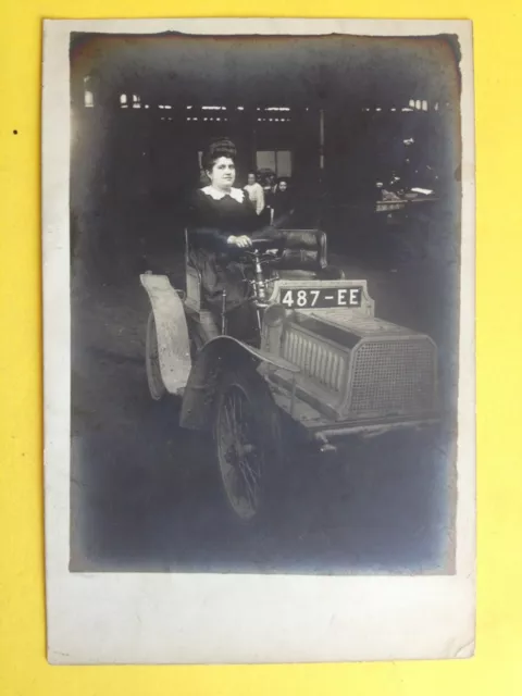 1900 Photo Card Antique CAR CAR CAR Woman Registration