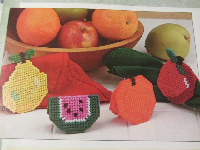 Fruit Napkin Rings- Plastic Canvas Pattern; Removed From Magazine