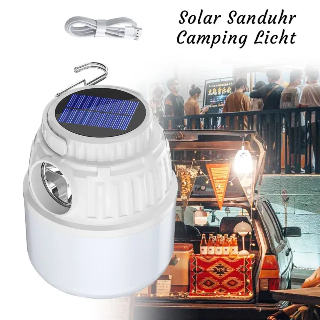 Solar Camping Lamp USB Rechargeable Tent Light Outdoor Hiking Lantern Power Bank