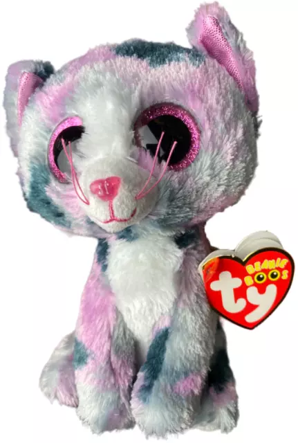 TY Beanie Boos Collection Lindi Plüsch Katze 13cm Grosse Augen Niedlich Kater