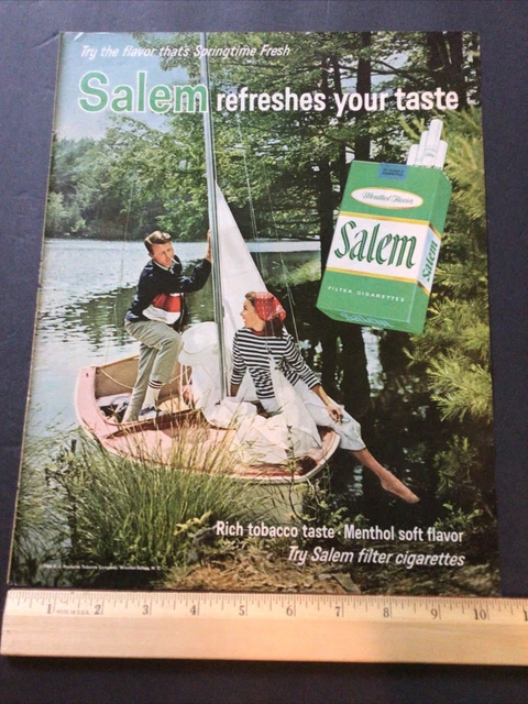 1966 Salem Cigarettes Ad Clipping Original Vintage Magazine Print Couple In Boat