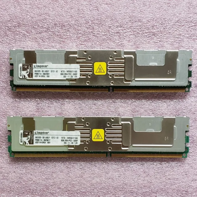 16GB kit (2x8GB) Kingston PC2-5300F ECC DDR2 667 FB server DIMMs KTD-WS667/16G