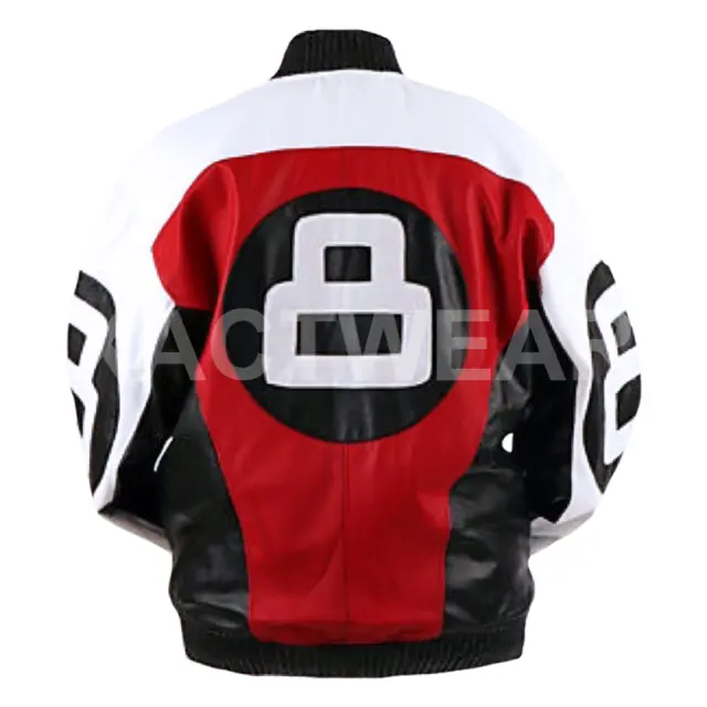 David Puddy 8 Ball Leather Jacket - Mens Bomber Letterman Jacket ALL SIZES 7XL